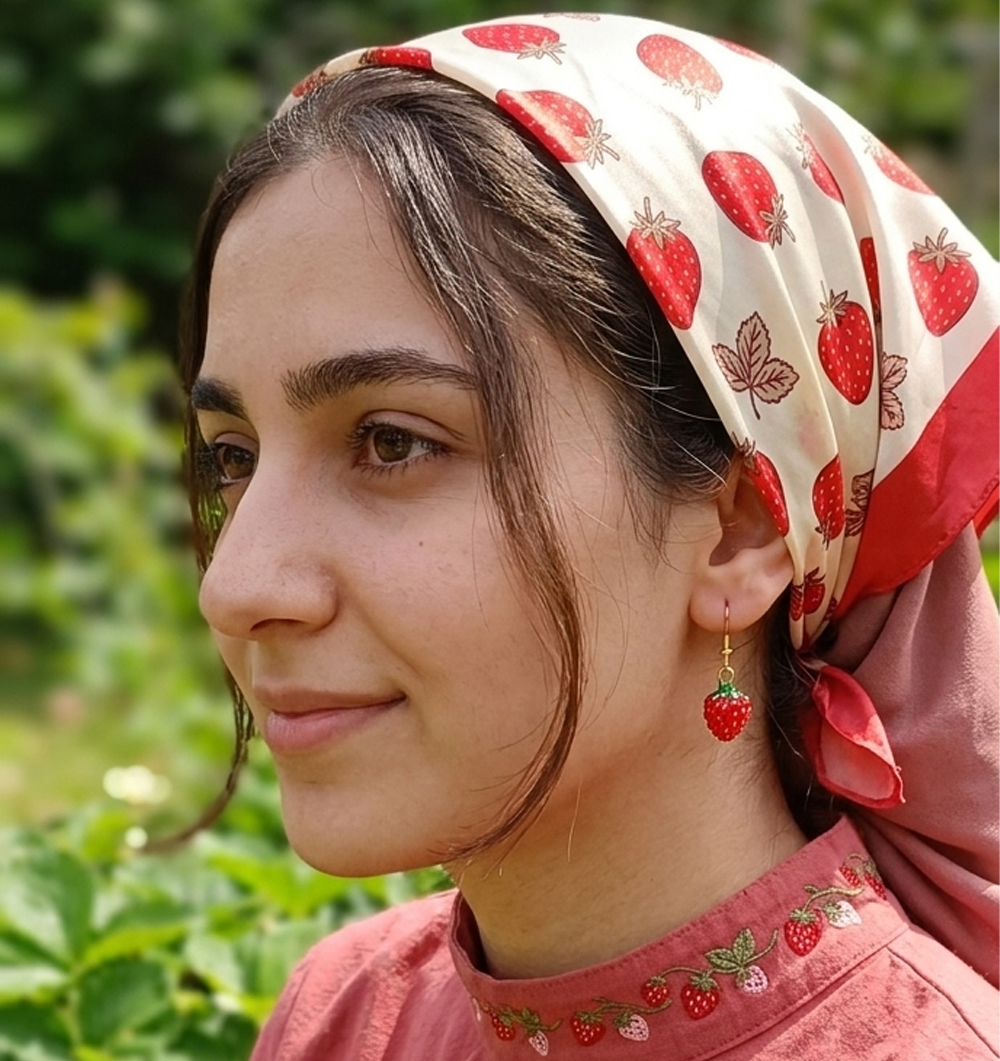 گوشواره میناکاری سه بعدی- طرح توت فرنگی