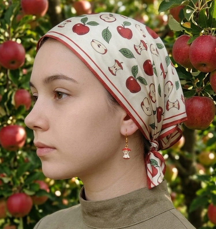 گوشواره میناکاری سه بعدی طرح سیب قرمز