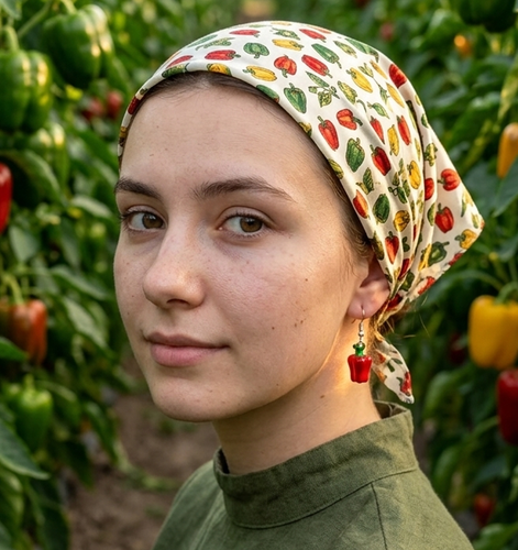 گوشواره میناکاری سه بعدی طرح فلفل دلمه ای قرمز